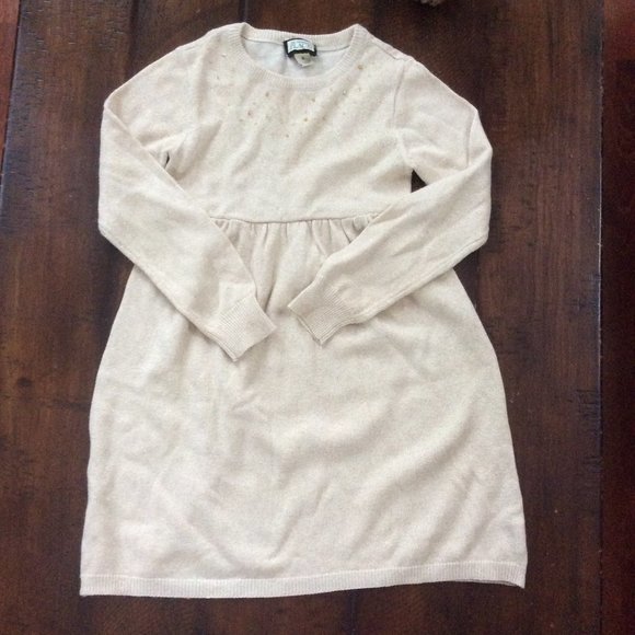 Cream Gold-threaded Knit Sweater Dress Girls 6